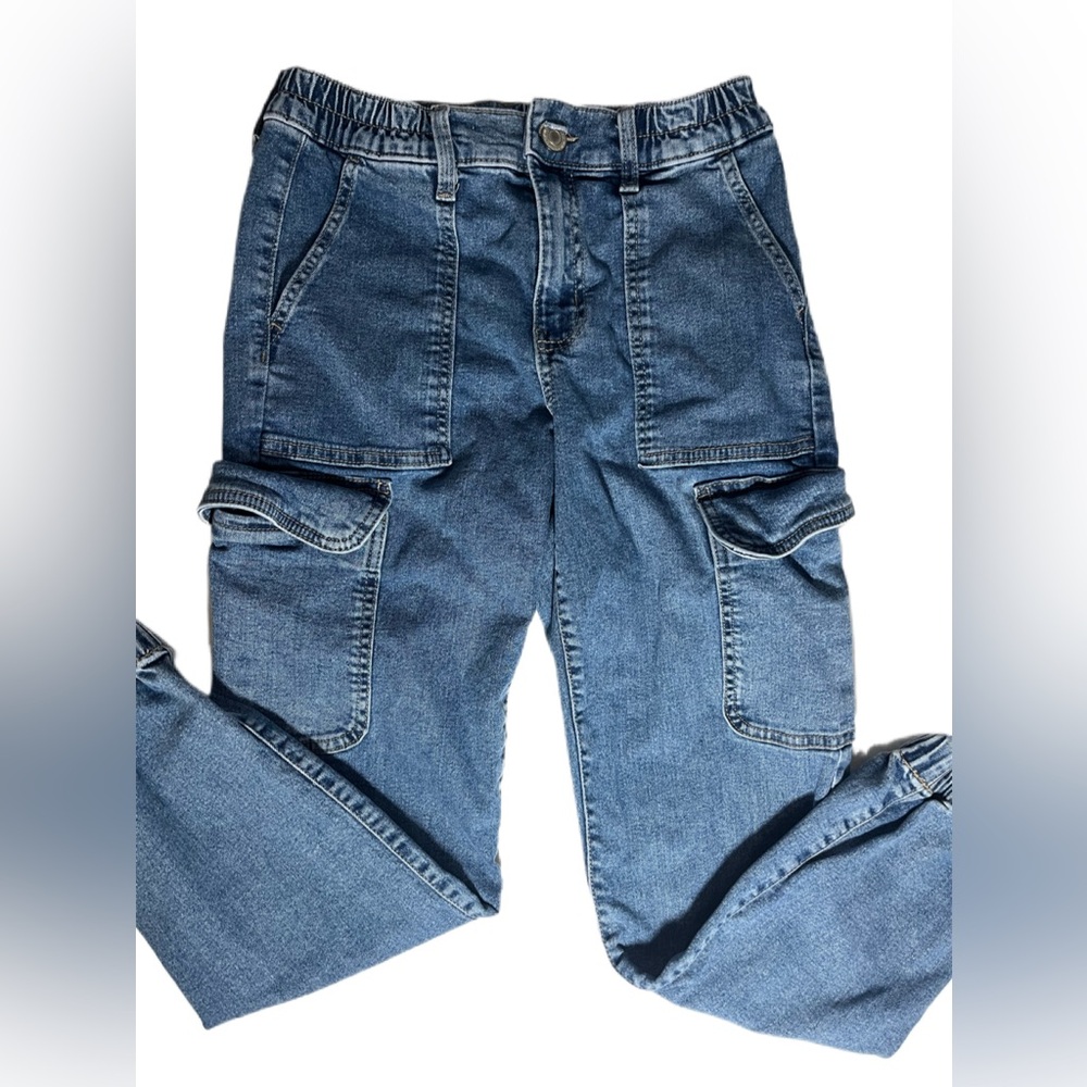 Sol High Rise Mom Jeans - Juniors Size 3/26W - Elastic Waist Tapered Ankle